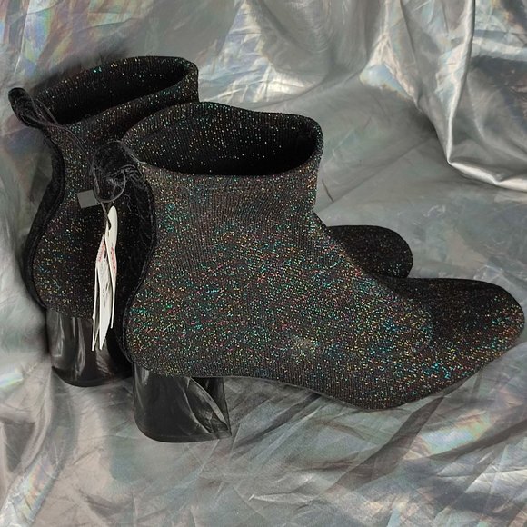 ZARA Multi-color glitter metallic thread sock booties NWT size 37 6.5 - Picture 6 of 16